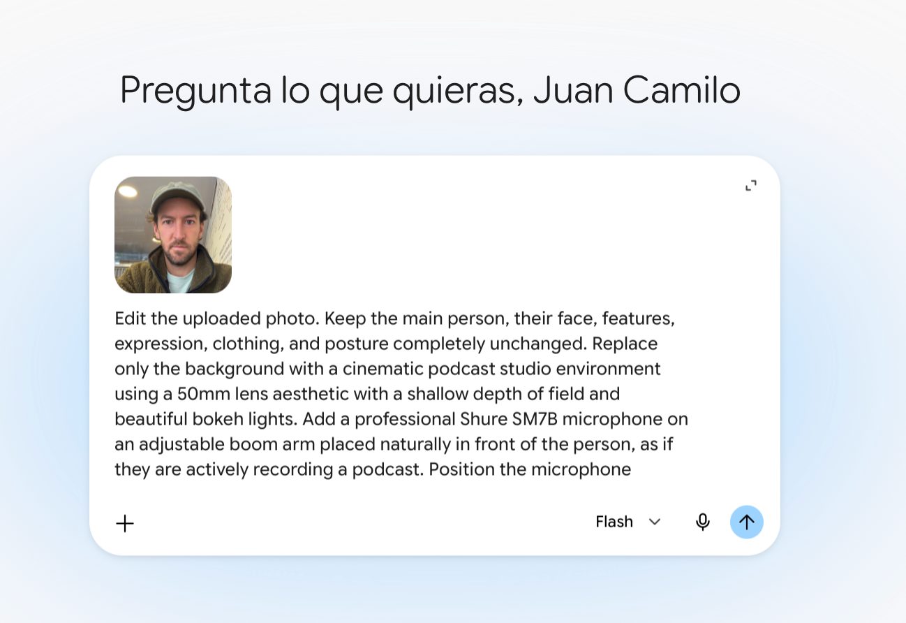 Así se ve el prompt aplicado dentro de Gemini con tu foto subida.